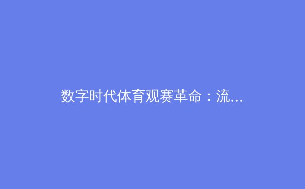 数字时代体育观赛革命：流媒体技术如何重塑全球赛事消费生态